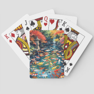 Fantasy Cute Koi Fish Pond Playing Cards