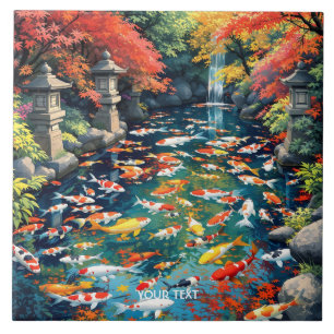 Fantasy Cute Koi Fish Pond Tile