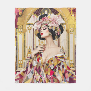 Fantasy Cute Lady Art Deco Fleece Blanket