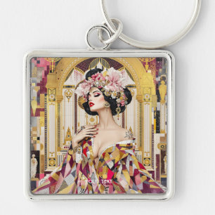 Fantasy Cute Lady Art Deco Keychain