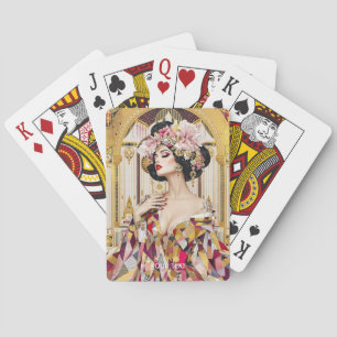 Fantasy Cute Lady Art Deco Playing Cards