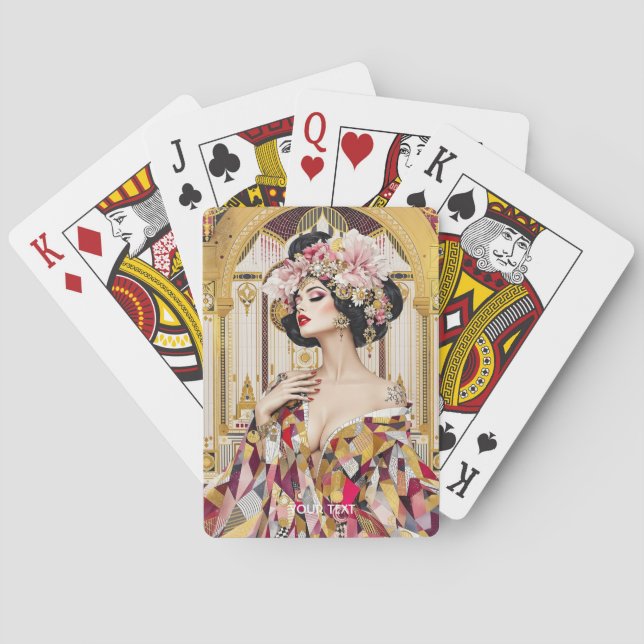 Fantasy Cute Lady Art Deco Playing Cards (Back)