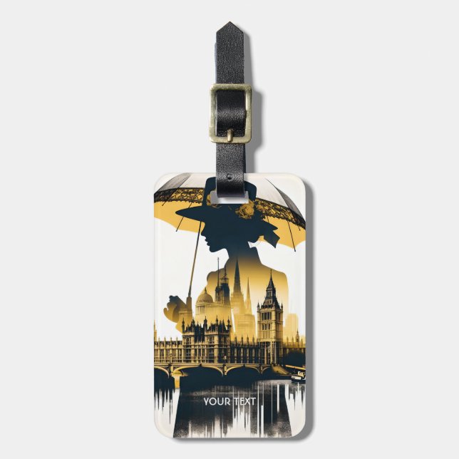 Fantasy Cute Lady Old London Luggage Tag (Front Vertical)