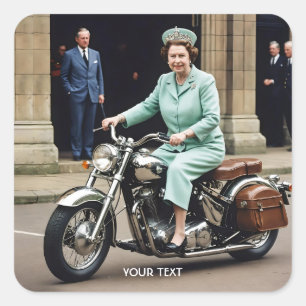 Fantasy Cute Lady Riding Motorbike Square Sticker