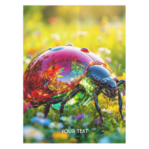 Fantasy Cute Ladybug Polished Glass Tablecloth