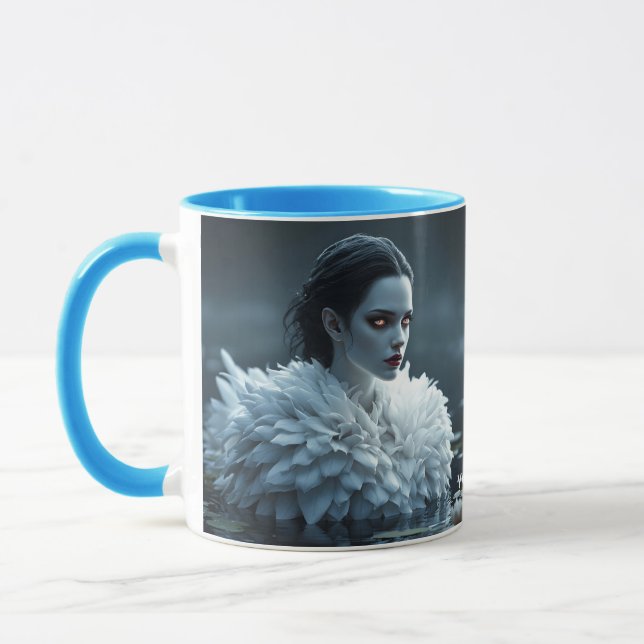 Fantasy Cute Lake Swan White Mug (Left)