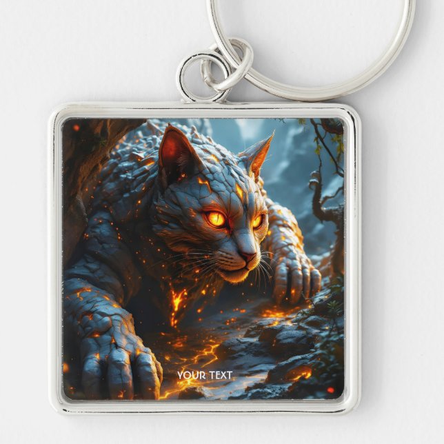 Fantasy Cute Lava Fire Tiger Keychain (Front)