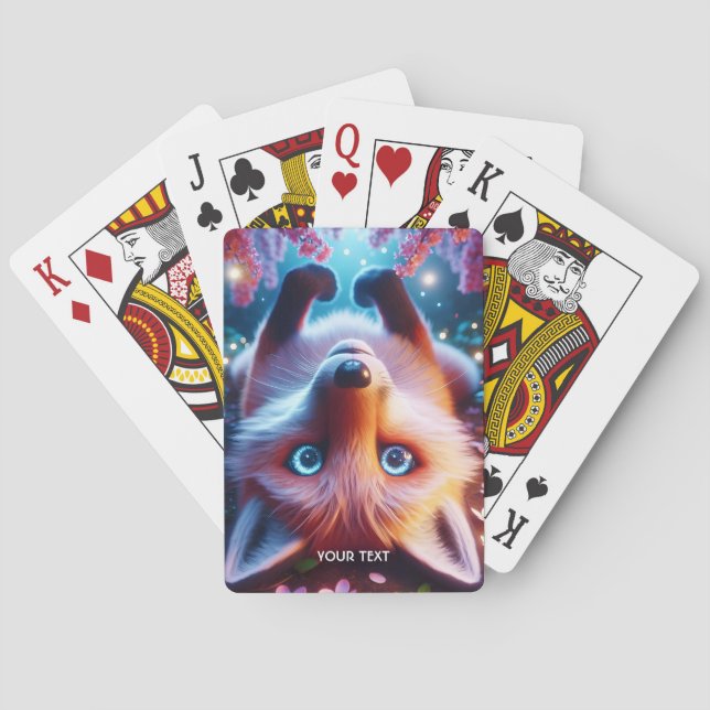 Fantasy Cute Laying Playing Fox Cards (Back)