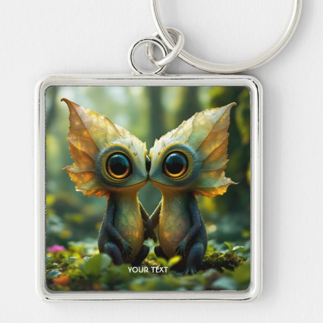 Fantasy Cute Leaves Forest Love Keychain (Front)