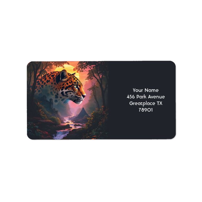 Fantasy Cute Leopard At Sunset Label (Front)