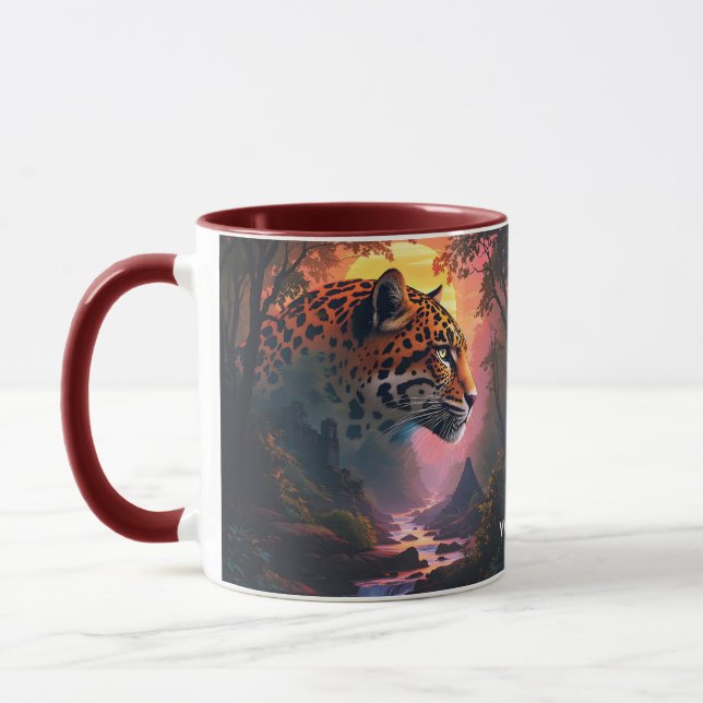 Fantasy Cute Leopard At Sunset Mug (Left)