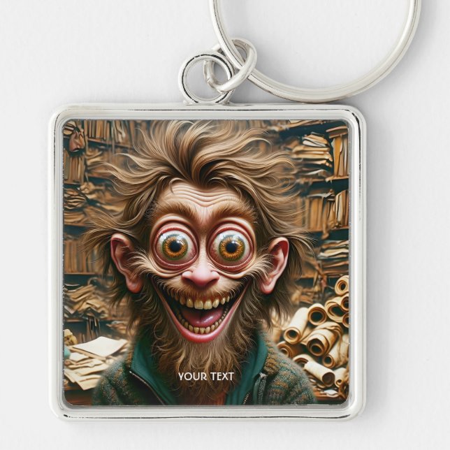 Fantasy Cute Library Big Eyes Keychain (Front)
