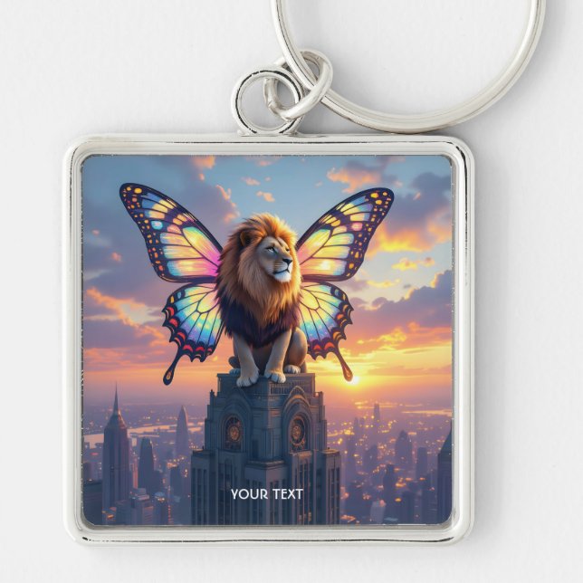 Fantasy Cute Lion Butterfly Wings Keychain (Front)