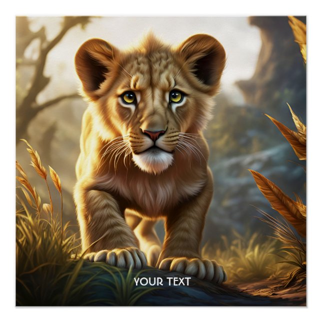 Fantasy Cute Lion Cub Forest Poster (Front)
