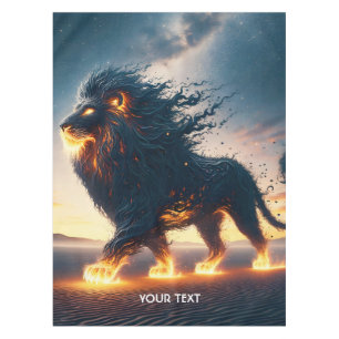 Fantasy Cute Lion Desert Fire Tablecloth