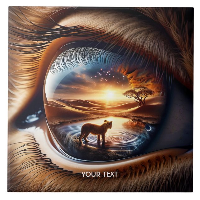 Fantasy Cute Lion Eye Desert Tile (Front)