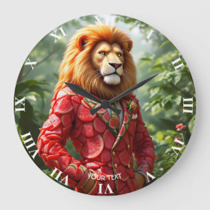 Fantasy Cute Lion Watermelon Suit Large Clock