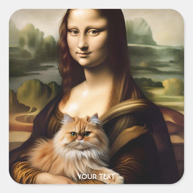 Fantasy Cute Lisa Holding Cat Square Sticker (Front)