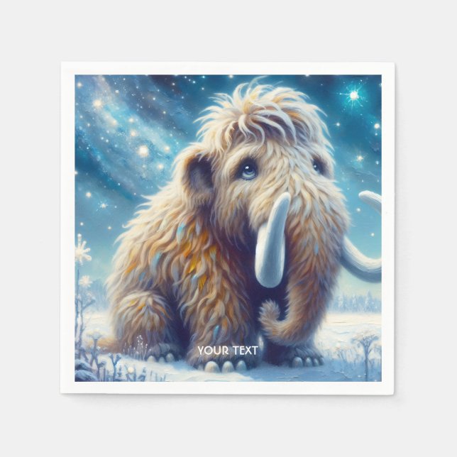 Fantasy Cute Little Mammoth Winter Napkin (Front)