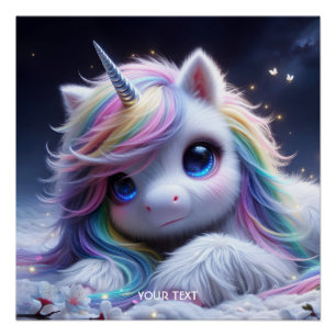 Fantasy Cute Lovely Baby Unicorn Poster