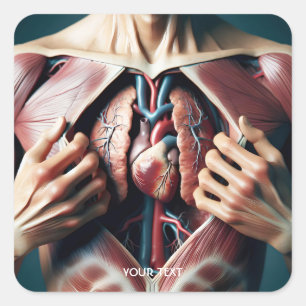 Fantasy Cute Lungs Heart Chest Square Sticker