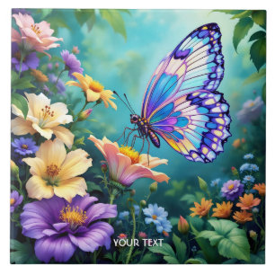 Fantasy Cute Lush Garden Flowers Tile
