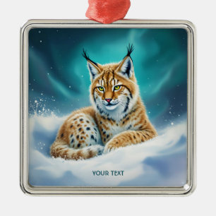Fantasy Cute Lynx Cub Winter Metal Ornament