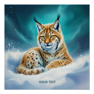 Fantasy Cute Lynx Cub Winter Poster