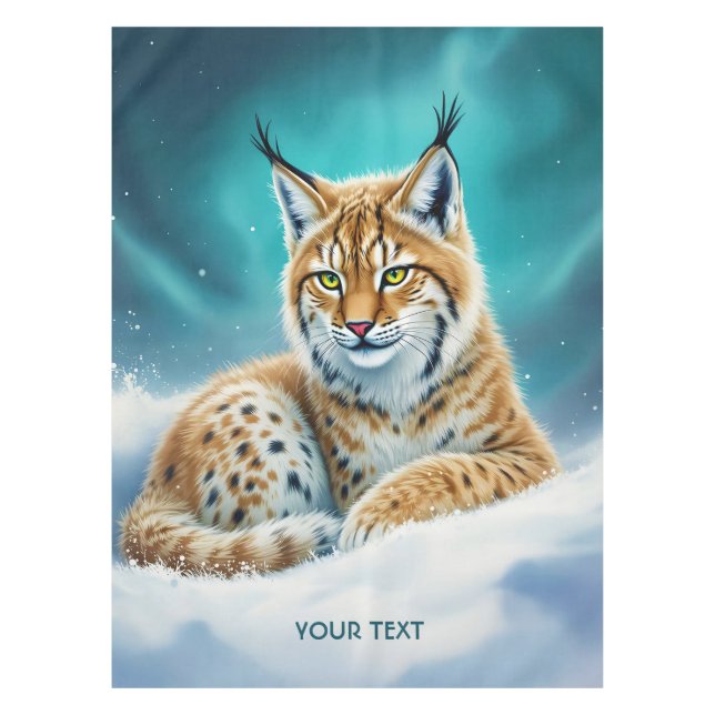Fantasy Cute Lynx Cub Winter Tablecloth (Front)