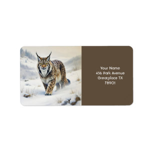 Fantasy Cute Lynx Winter Snow Label