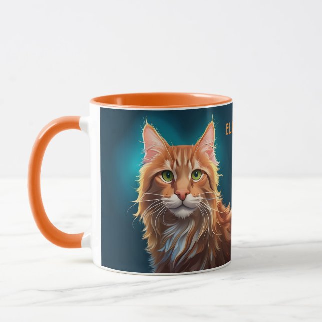 Fantasy Cute Maine Coon Cat, Fantasy Vintage Mug (Left)