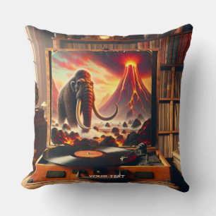 Fantasy Cute Mammoth Vinyl Player Throw Pillow
