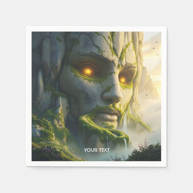 Fantasy Cute Man Face Rock Napkin (Front)