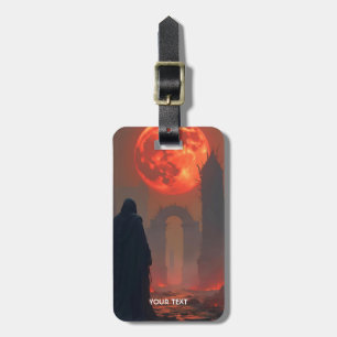 Fantasy Cute Man Moon Red Luggage Tag