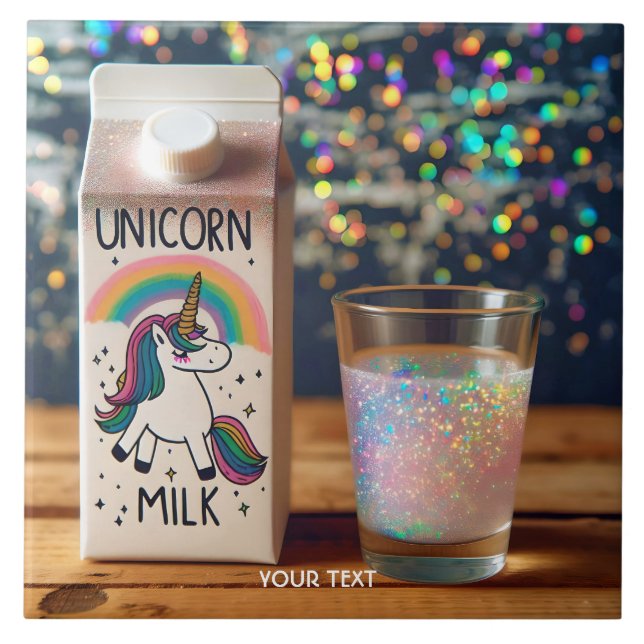 Fantasy Cute Milk Unicorn Rainbow Tile (Front)