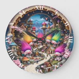 Fantasy Cute Mini Troll City Large Clock