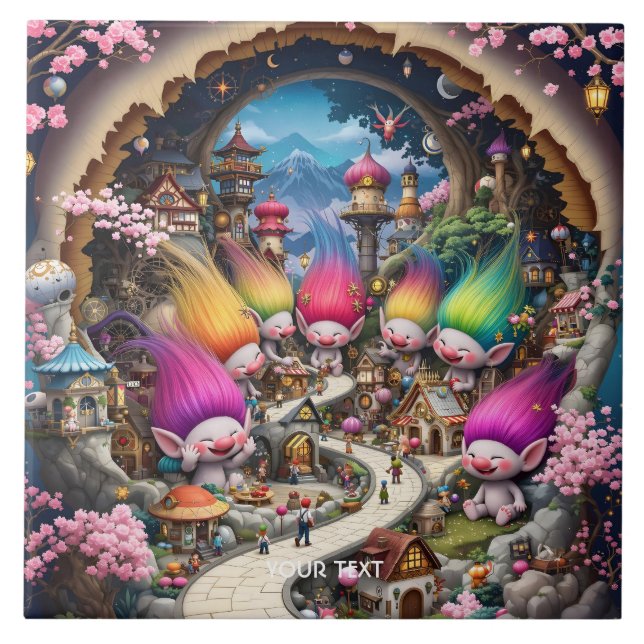 Fantasy Cute Mini Troll City Tile (Front)