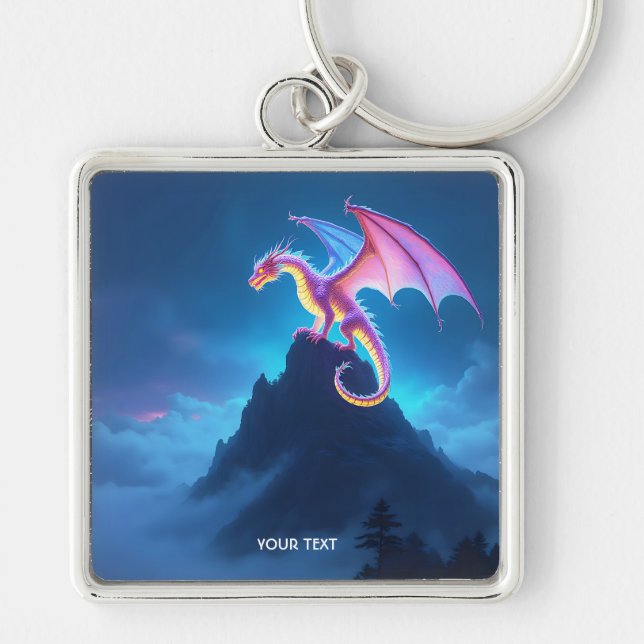 Fantasy Cute Mist Shrouded Dragon Keychain (Front)