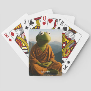 Fantasy Cute Monk Frog Mountains Playing Cards