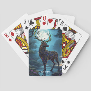 Fantasy Cute Moon Deer Night Playing Cards