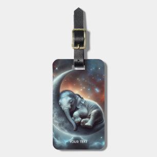 Fantasy Cute Moon Elephant Space Luggage Tag