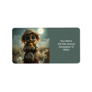 Fantasy Cute Moon Scarecrow Halloween Label