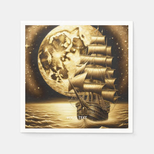 Fantasy Cute Moon Sea Ship Napkin