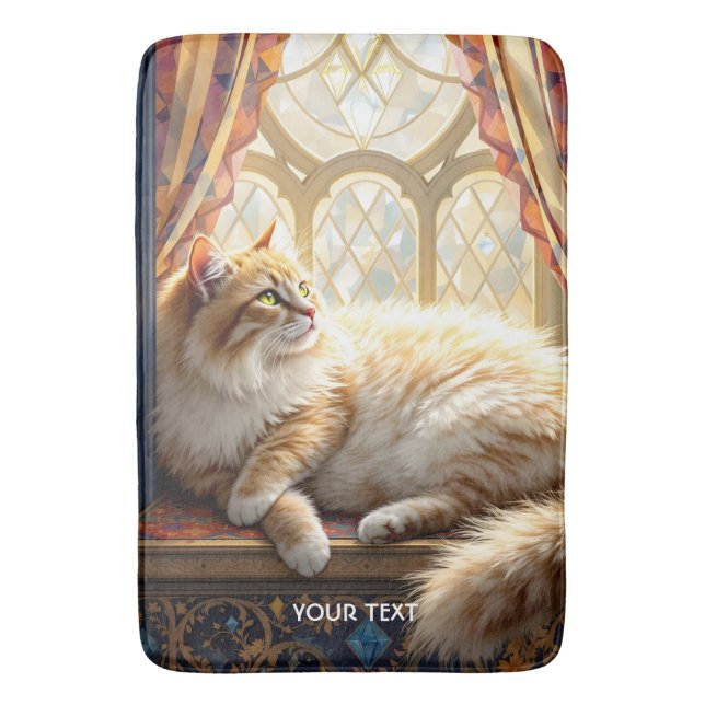 Fantasy Cute Morning Window Cat Bath Mat (Front Vertical)