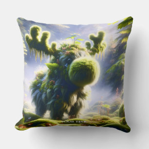 Fantasy Cute Moss Moose Forest Throw Pillow