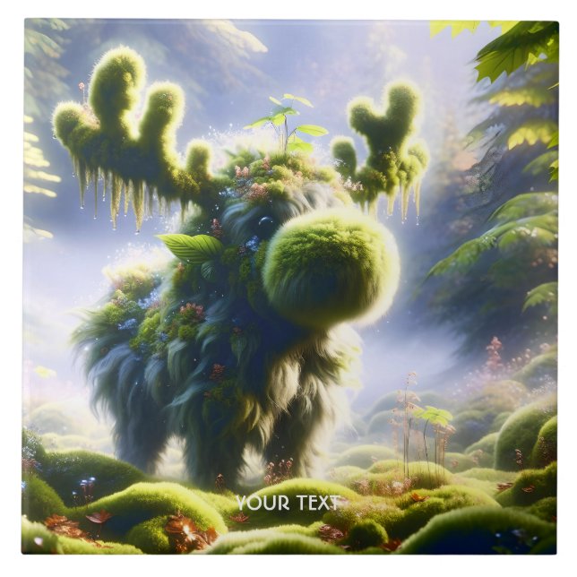 Fantasy Cute Moss Moose Forest Tile (Front)