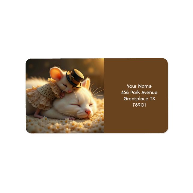 Fantasy Cute Mouse Cat Love Label (Front)