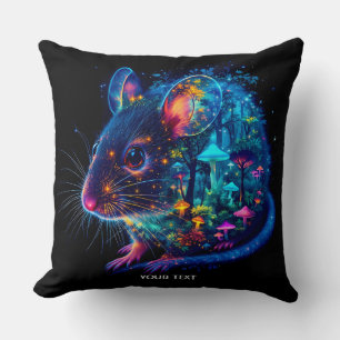 Fantasy Cute Mouse Mushrooms Forest Throw Pillow