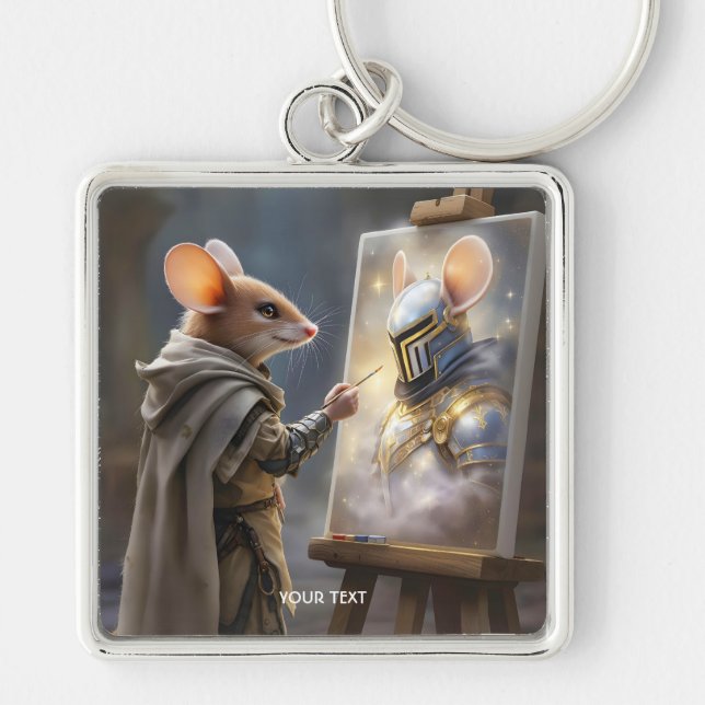 Fantasy Cute Mouse Painting Mouse Keychain (Front)
