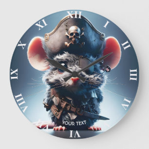 Fantasy Cute Mouse Pirate Hat Large Clock
